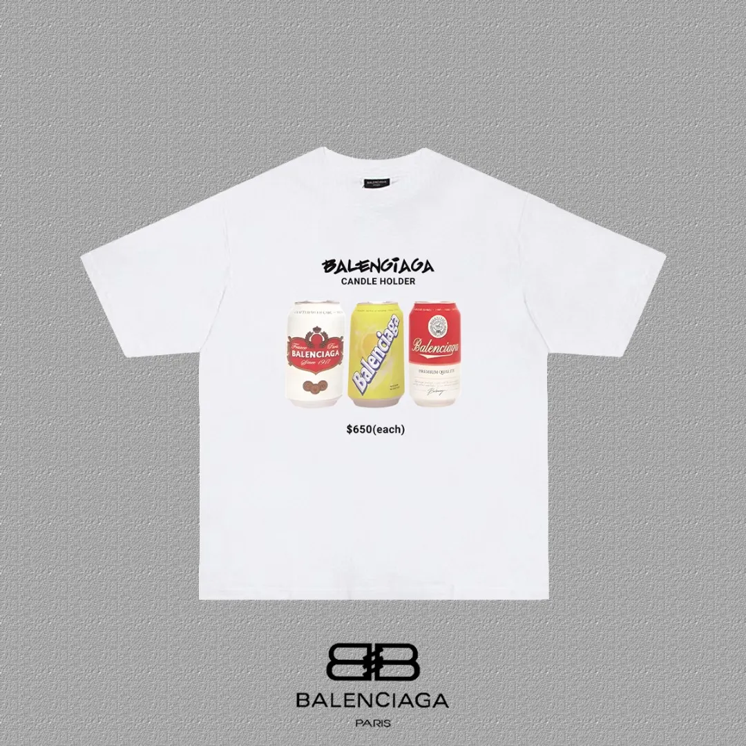 P80✨🔥 BALENCIAGA Paris lettering printed short-sleeved T-shirt, custom-woven and dyed 280g combed cotton heavyweight fabric, zero color difference in thread, perfect details, different from the current version on the market, welcome to compare, Same Style for men and women, must-sell in the picture above Color: White Black Size: 1 2 3 4